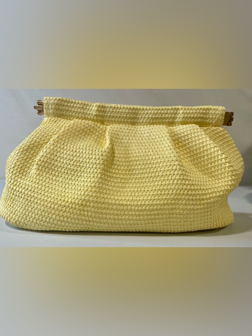 A New Day Purse Yellow Paper Clutch Accordion Magnetic Close Spring Eco Casual